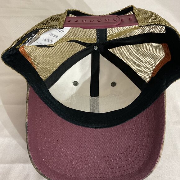 Cabelas Youth Camouflage & Orange Mesh Trucker Cap Adjustable Snapback - Picture 4 of 6